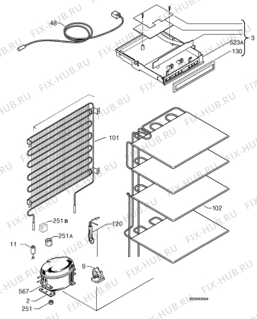 Взрыв-схема холодильника Aeg Electrolux A70120GS - Схема узла Cooling system 017